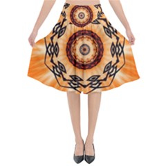Abstract Kaleidoscope Colorful Flared Midi Skirt by Pakrebo