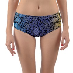 Tile Design Art Mosaic Pattern Reversible Mid-waist Bikini Bottoms by Pakrebo