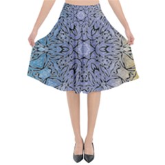 Tile Design Art Mosaic Pattern Flared Midi Skirt by Pakrebo