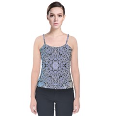 Tile Design Art Mosaic Pattern Velvet Spaghetti Strap Top by Pakrebo