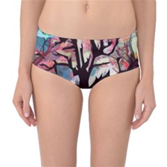Tree Moon Night Sky Landscape Mid-waist Bikini Bottoms by Pakrebo