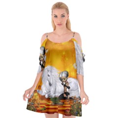 Wonderful Unicorn With Fairy Cutout Spaghetti Strap Chiffon Dress by FantasyWorld7