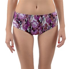 Romantic Pink Flowers Reversible Mid-waist Bikini Bottoms by retrotoomoderndesigns