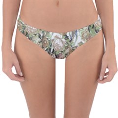 Romantic Beige Flowers Reversible Hipster Bikini Bottoms by retrotoomoderndesigns