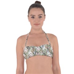 Romantic Beige Flowers Halter Bandeau Bikini Top by retrotoomoderndesigns