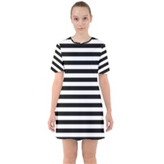 Black Stripes Sixties Short Sleeve Mini Dress by snowwhitegirl