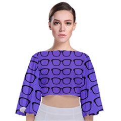 Nerdy Glasses Purple Tie Back Butterfly Sleeve Chiffon Top by snowwhitegirl