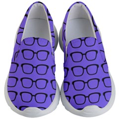 Nerdy Glasses Purple Kids  Lightweight Slip Ons by snowwhitegirl