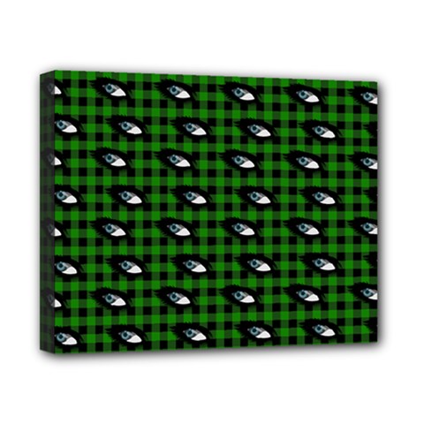 Eyes Green Plaid Canvas 10  X 8  (stretched) by snowwhitegirl