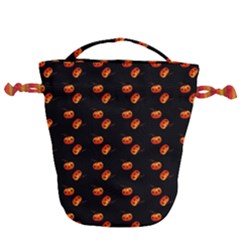 Kawaii Pumpkin Black Drawstring Bucket Bag by snowwhitegirl