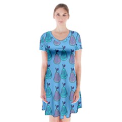 Pears Aqua Short Sleeve V-neck Flare Dress by snowwhitegirl