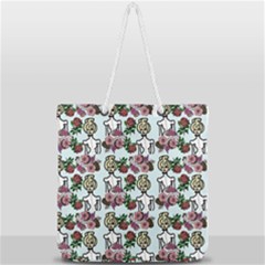 Victorian Girl Blue Full Print Rope Handle Tote (large) by snowwhitegirl