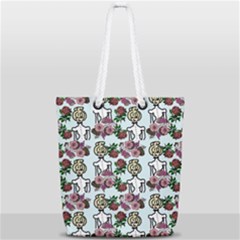 Victorian Girl Blue Full Print Rope Handle Tote (small) by snowwhitegirl