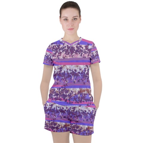Abstract Pastel Pink Blue Women s Tee And Shorts Set by snowwhitegirl