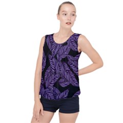 Tropical Leaves Purple Bubble Hem Chiffon Tank Top by snowwhitegirl