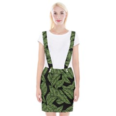Tropical Leaves On Black Braces Suspender Skirt by snowwhitegirl