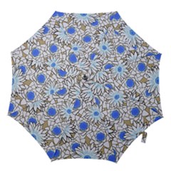 Vintage White Blue Flowers Hook Handle Umbrellas (medium) by snowwhitegirl