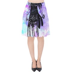 Vintage Girl Abstract Watercolor Velvet High Waist Skirt by snowwhitegirl
