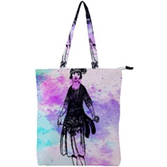 Vintage Girl Abstract Watercolor Double Zip Up Tote Bag by snowwhitegirl