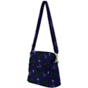 Gothic Girl Rose Blue Pattern Zipper Messenger Bag View2