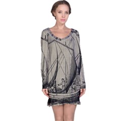 Vintage Ship Long Sleeve Nightdress by snowwhitegirl