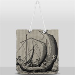 Vintage Ship Full Print Rope Handle Tote (large) by snowwhitegirl