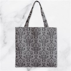Victorian Paisley Grey Zipper Grocery Tote Bag by snowwhitegirl