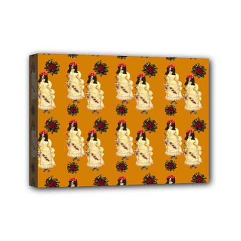 Victorian Skeleton Orange Mini Canvas 7  X 5  (stretched) by snowwhitegirl