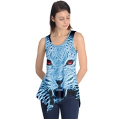 Animals Leopard Fractal Photoshop Sleeveless Tunic by Pakrebo