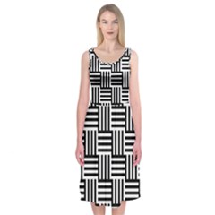 Black And White Basket Weave Midi Sleeveless Dress by retrotoomoderndesigns