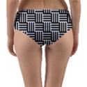 Black And White Basket Weave Reversible Mid-Waist Bikini Bottoms View2