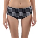 Black And White Basket Weave Reversible Mid-Waist Bikini Bottoms View3