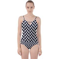 Black And White Herringbone Cut Out Top Tankini Set by retrotoomoderndesigns