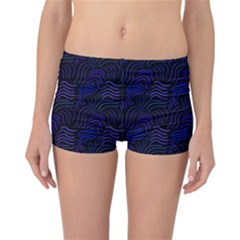 Blue & Black Waves Reversible Boyleg Bikini Bottoms by modernwhimsy