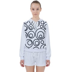 Abstract Black On White Circles Design Women s Tie Up Sweat by LoolyElzayat