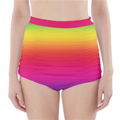 Neon Bright Rainbow High-waisted Bikini Bottoms by retrotoomoderndesigns
