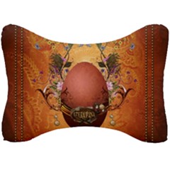 Wonderful Steampunk Easter Egg With Flowers Seat Head Rest Cushion by FantasyWorld7