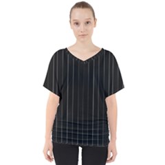 Dark Linear Abstract Print V-neck Dolman Drape Top by dflcprintsclothing