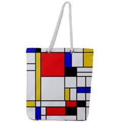 Bauhouse Mondrian Style Full Print Rope Handle Tote (large) by lucia