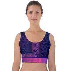 Architecture Home Skyscraper Velvet Crop Top by Sudhe
