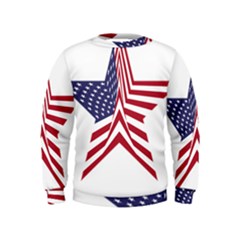 A Star With An American Flag Pattern Kids  Sweatshirt by Sudhe