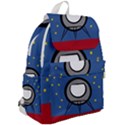 A Rocket Ship Sits On A Red Planet With Gold Stars In The Background Top Flap Backpack View2