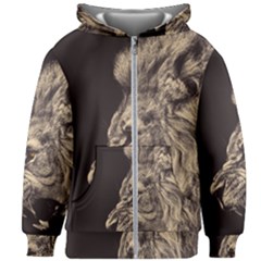 Angry Male Lion Kids  Zipper Hoodie Without Drawstring by Sudhe