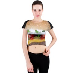 Abstract Barbeque Bbq Beauty Beef Crew Neck Crop Top by Sudhe