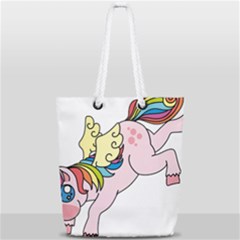 Unicorn Arociris Raimbow Magic Full Print Rope Handle Tote (small) by Sudhe