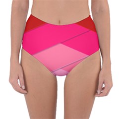 Geometric Shapes Magenta Pink Rose Reversible High-waist Bikini Bottoms by Sudhe