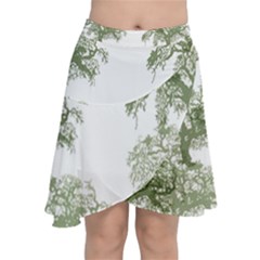 Trees Tile Horizonal Chiffon Wrap Front Skirt by Sudhe