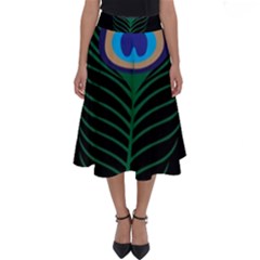 Peacock Feather Perfect Length Midi Skirt by Sudhe