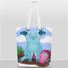 Pig Animal Love Full Print Rope Handle Tote (small) by Sudhe