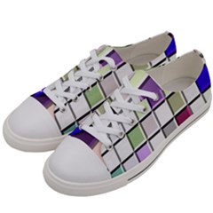 Color Tiles Abstract Mosaic Background Women s Low Top Canvas Sneakers by Sudhe